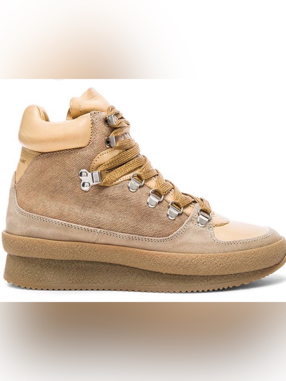 RARE Isabel Marant Étoile Brent Tan Lace-Up Platform wedge Hiking Boot 39